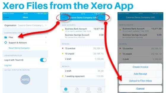 Xero Files from the Xero App View