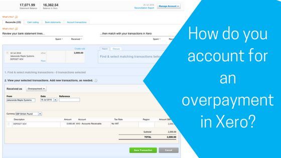 How do you account for an overpayment in Xero?