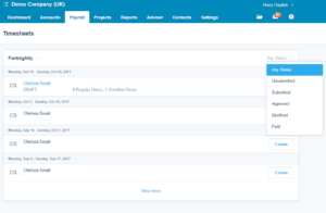 Timesheets for staff payroll