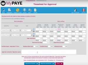 Timesheets for staff payroll